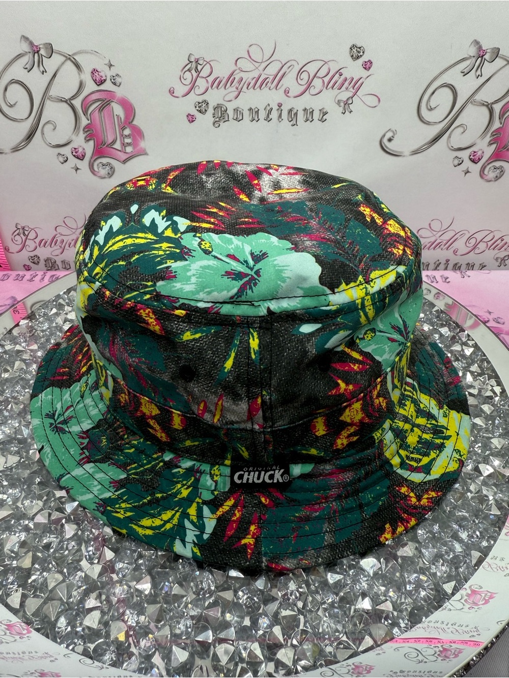 ORIGINIAL CHUCK hat tropical tiki sun Bucket Hat - Teal, Yellow & Black